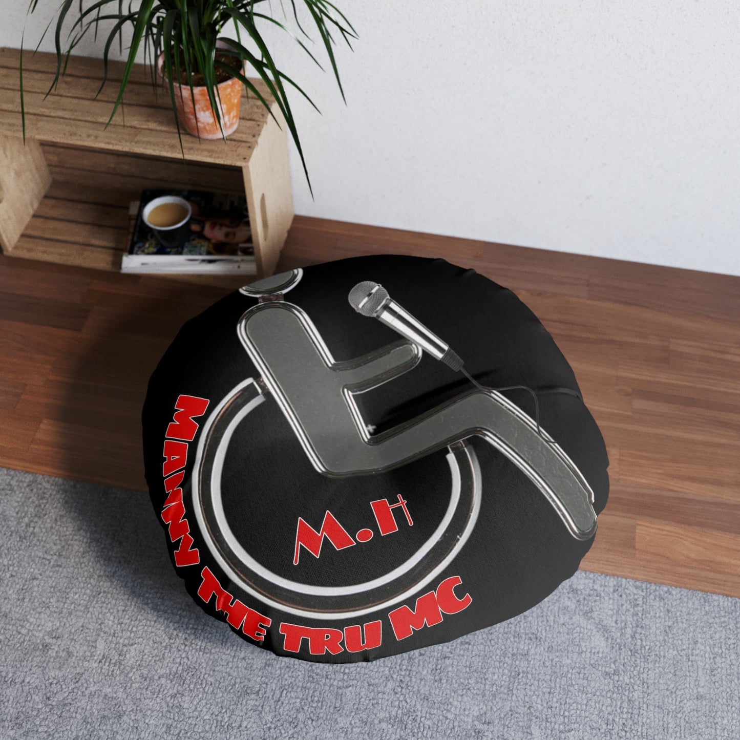 Hip Hop Tufted Floor Pillow, Round - Comfortable Seating, Unique Decor, Music Lover Gift, Modern Home, Fun Accent Cushion