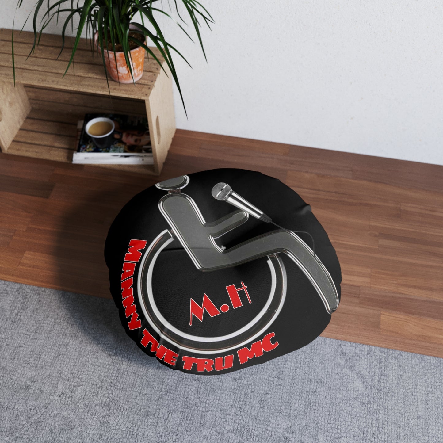 Hip Hop Tufted Floor Pillow, Round - Comfortable Seating, Unique Decor, Music Lover Gift, Modern Home, Fun Accent Cushion