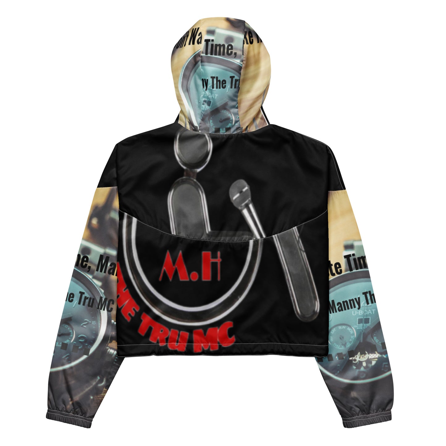 Don't waste time make time Women’s cropped windbreaker