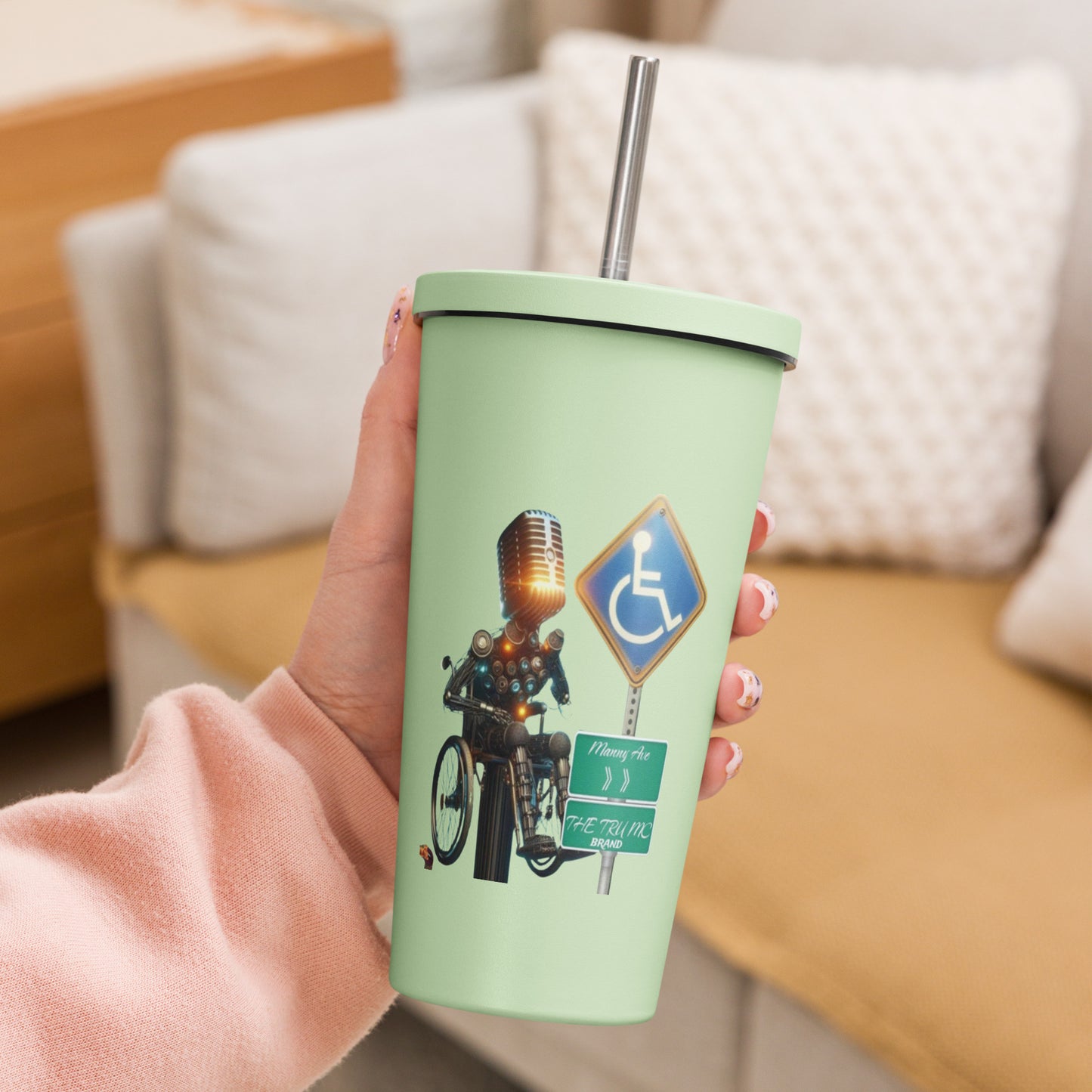 THE TRU MC BRAND Insulated tumbler with a straw
