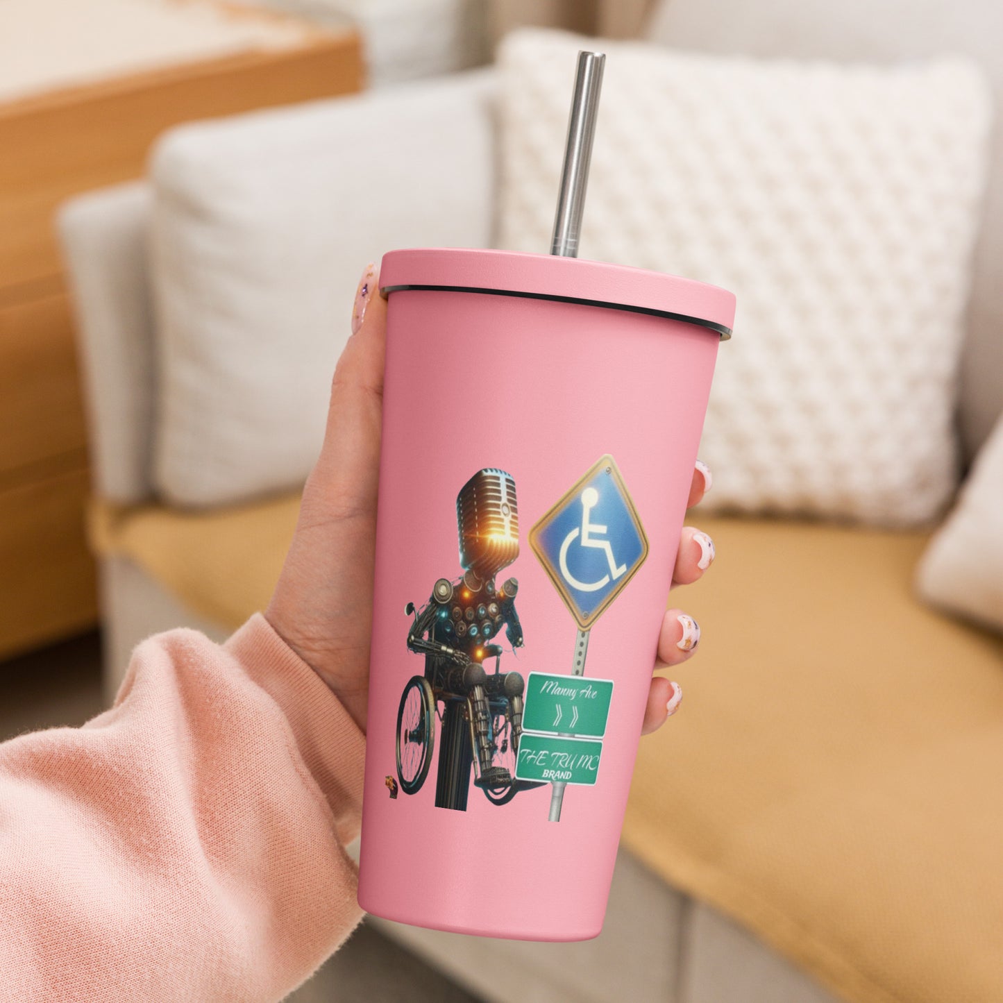 THE TRU MC BRAND Insulated tumbler with a straw