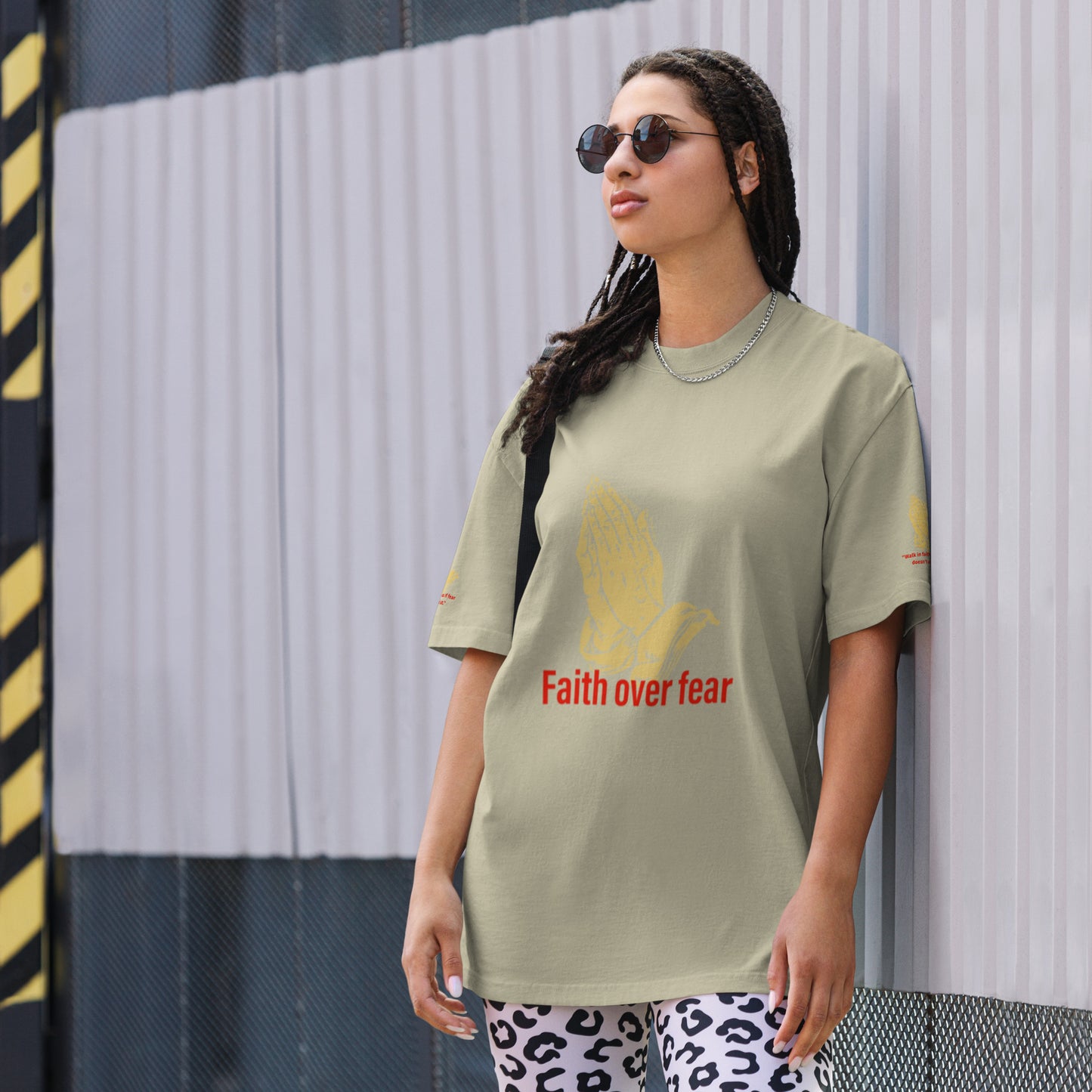 Faith over fear Oversized faded t-shirt