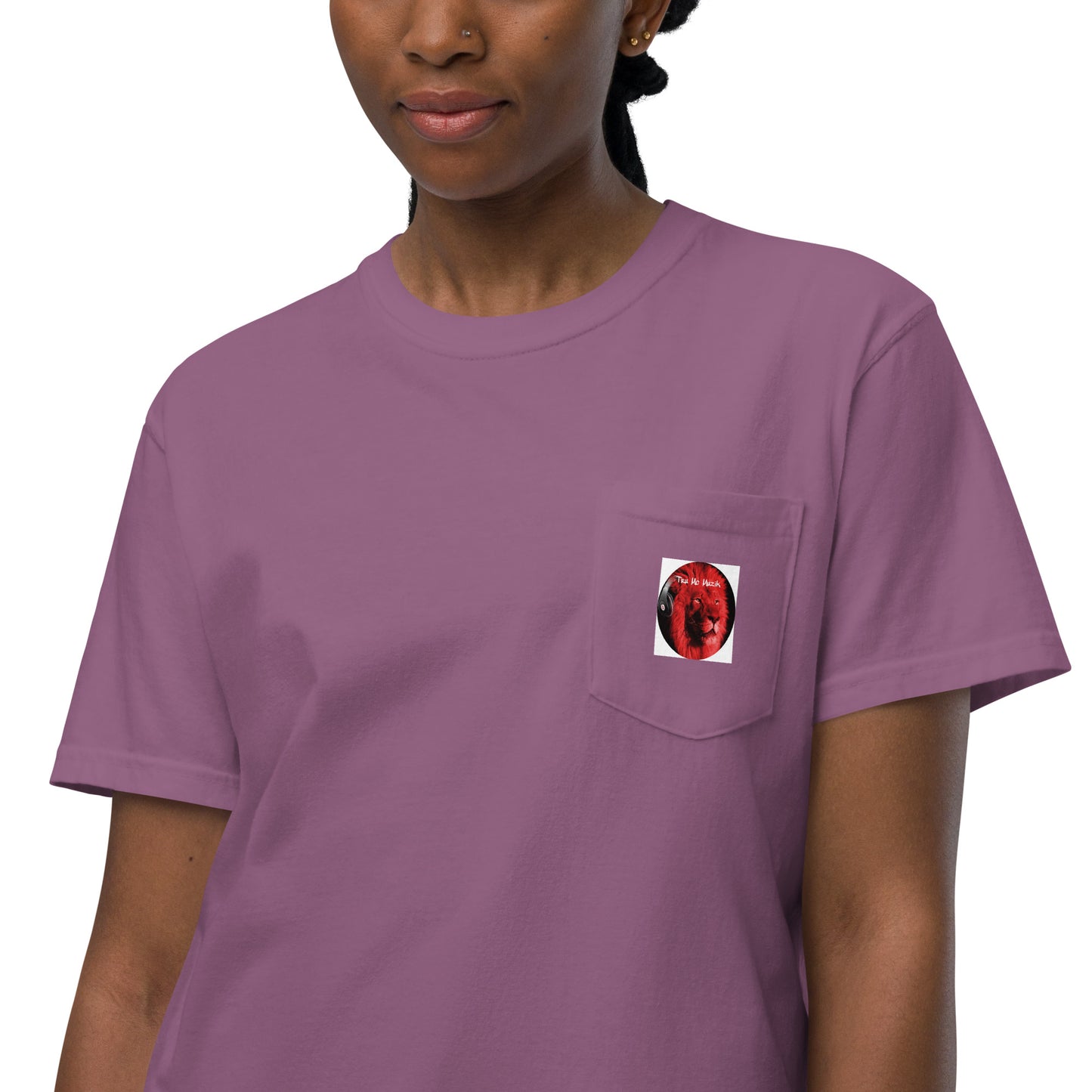 TRU MC MUZIK Unisex garment-dyed pocket t-shirt
