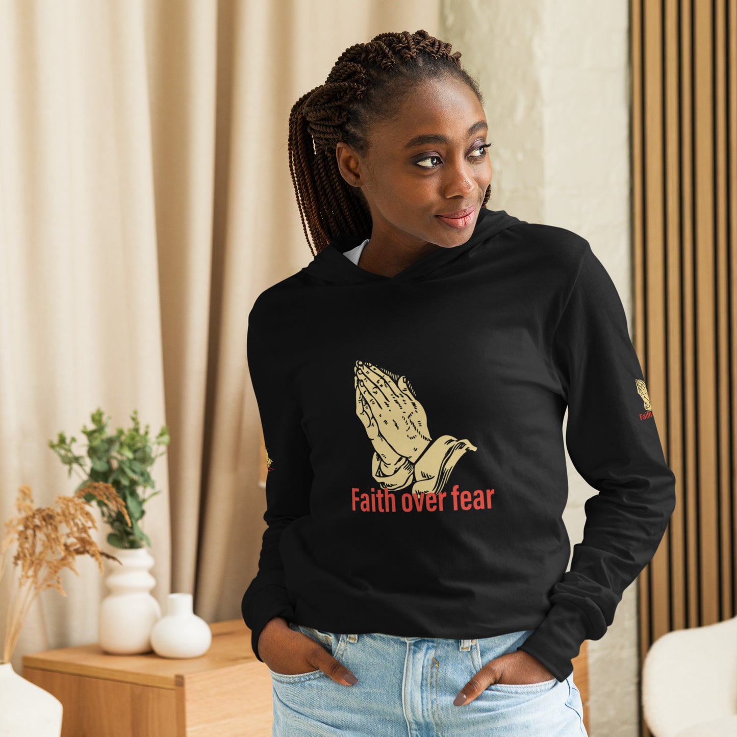 Faith over fear Hooded long-sleeve tee