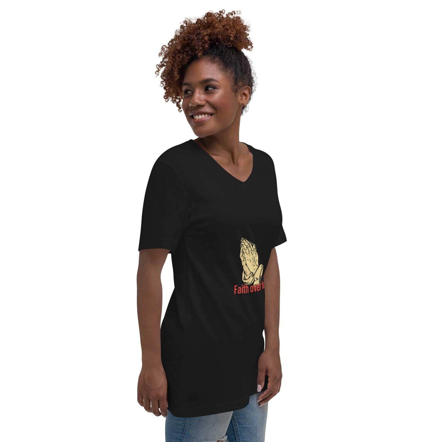 Faith over fear Unisex Short Sleeve V-Neck T-Shirt