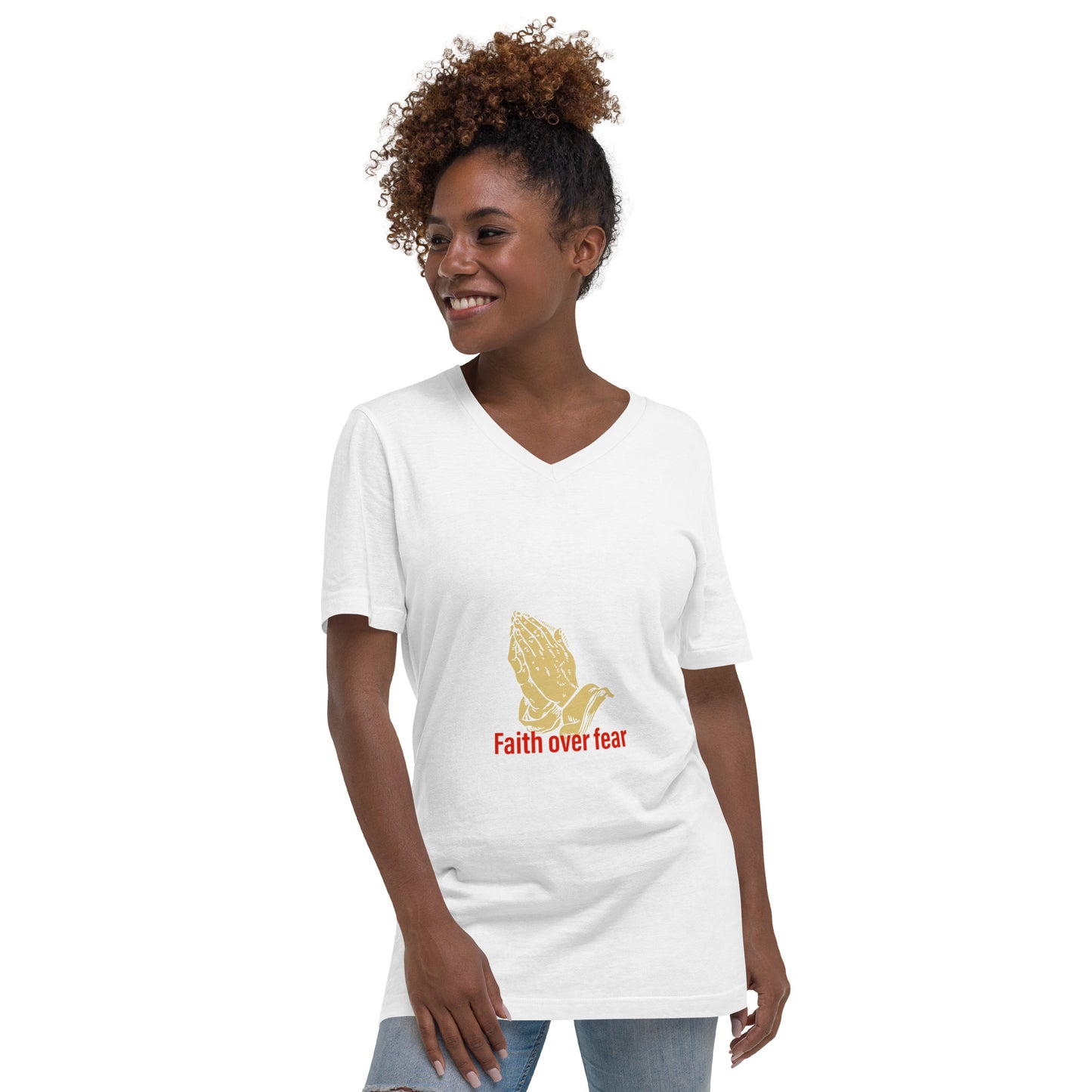Faith over fear Unisex Short Sleeve V-Neck T-Shirt