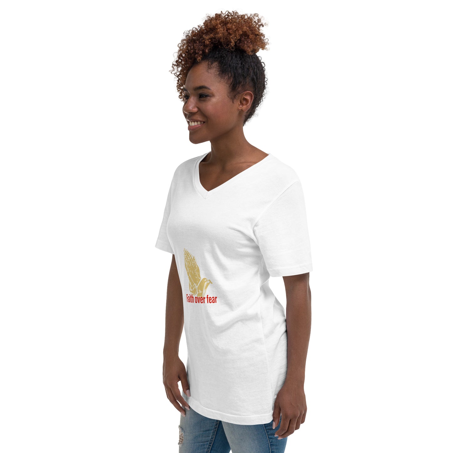 Faith over fear Unisex Short Sleeve V-Neck T-Shirt