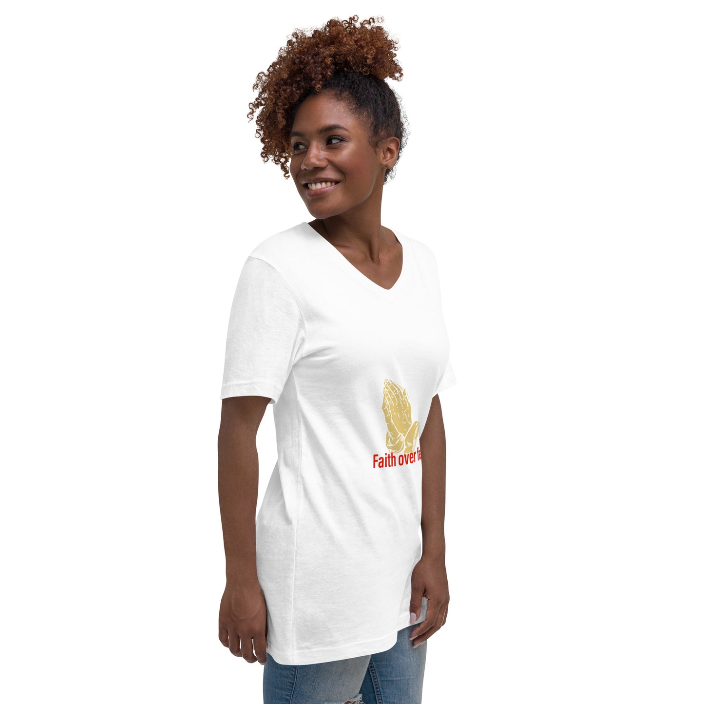 Faith over fear Unisex Short Sleeve V-Neck T-Shirt