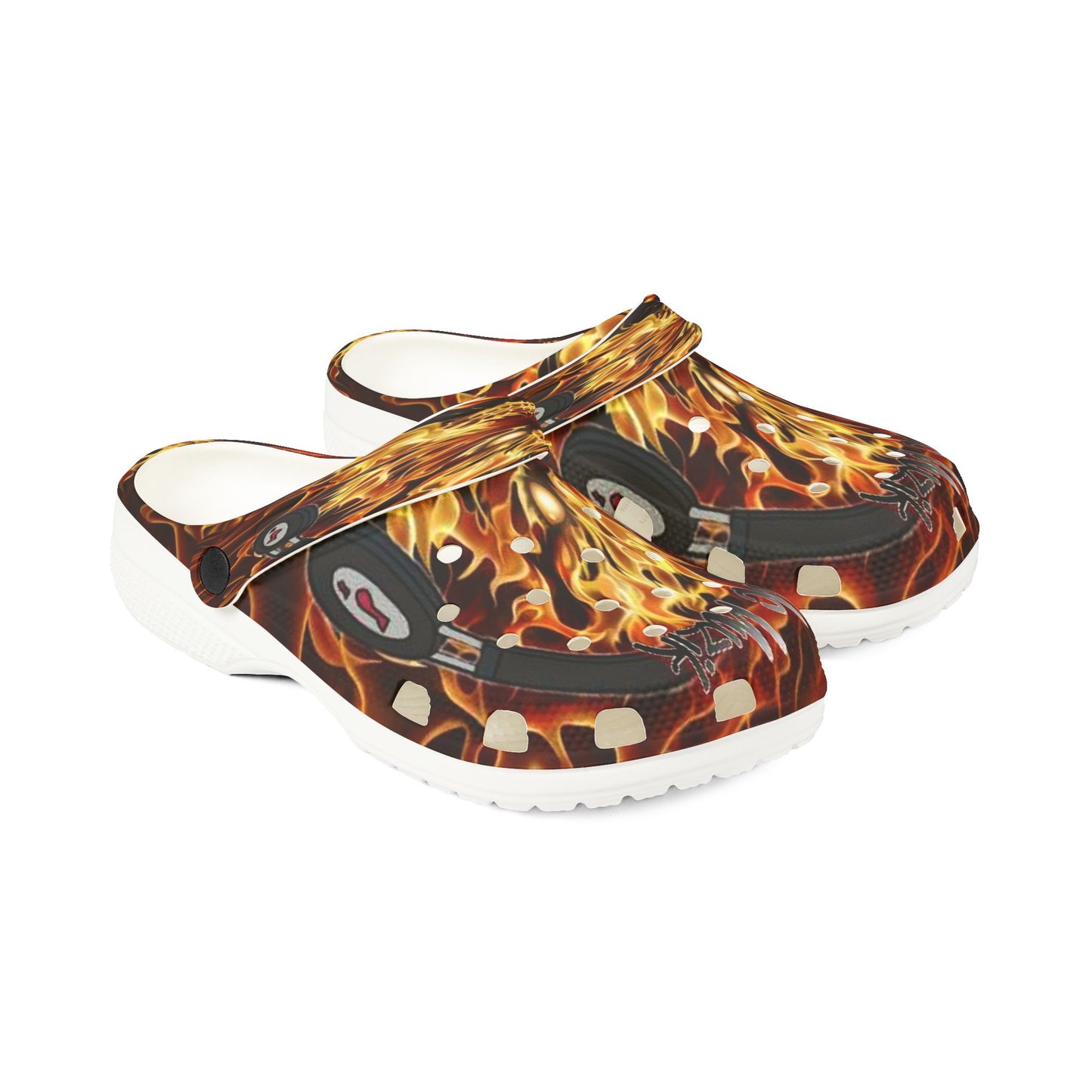 Fire-Themed EVA Foam Rubber Shoes, Summer Clogs, Beach Footwear, Unique Gift for Fashion Lovers, Casual Outdoor Style