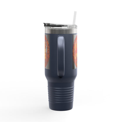 Insulated Travel Mug with Fiery Dragon Design | Hot Coffee, Cold Drinks, Gift for Friends, Road Trips, Office, Camping, Halloween