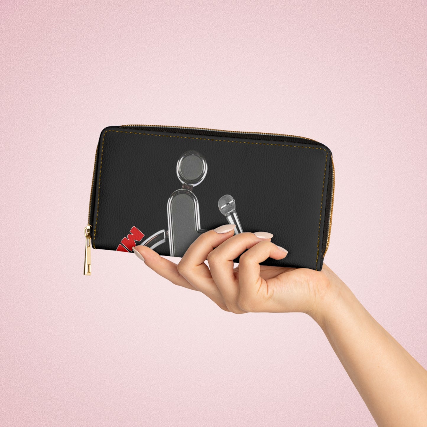 Stylish Zipper Wallet with Microphone Graphic - Perfect for Musicians & Music Lovers