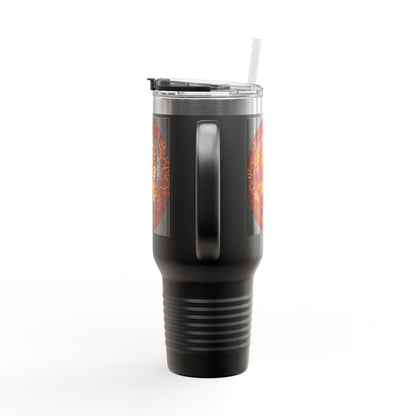 Insulated Travel Mug with Fiery Dragon Design | Hot Coffee, Cold Drinks, Gift for Friends, Road Trips, Office, Camping, Halloween
