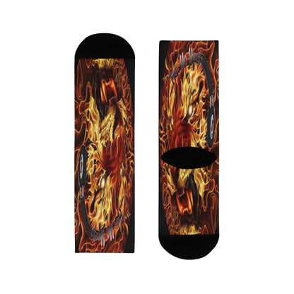 Flaming Dragon Crew Socks - Unique Art for Fans, Cozy Fashion, Gift for Her, Birthday Present, Vibrant Printed Socks