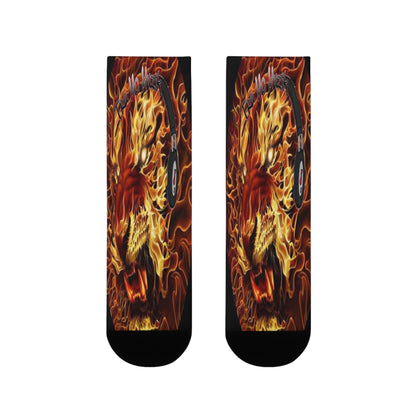 Flaming Dragon Crew Socks - Unique Art for Fans, Cozy Fashion, Gift for Her, Birthday Present, Vibrant Printed Socks