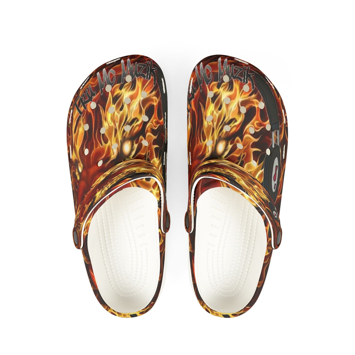 Fire-Themed EVA Foam Rubber Shoes, Summer Clogs, Beach Footwear, Unique Gift for Fashion Lovers, Casual Outdoor Style