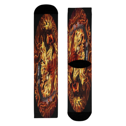 Flaming Dragon Crew Socks - Unique Art for Fans, Cozy Fashion, Gift for Her, Birthday Present, Vibrant Printed Socks