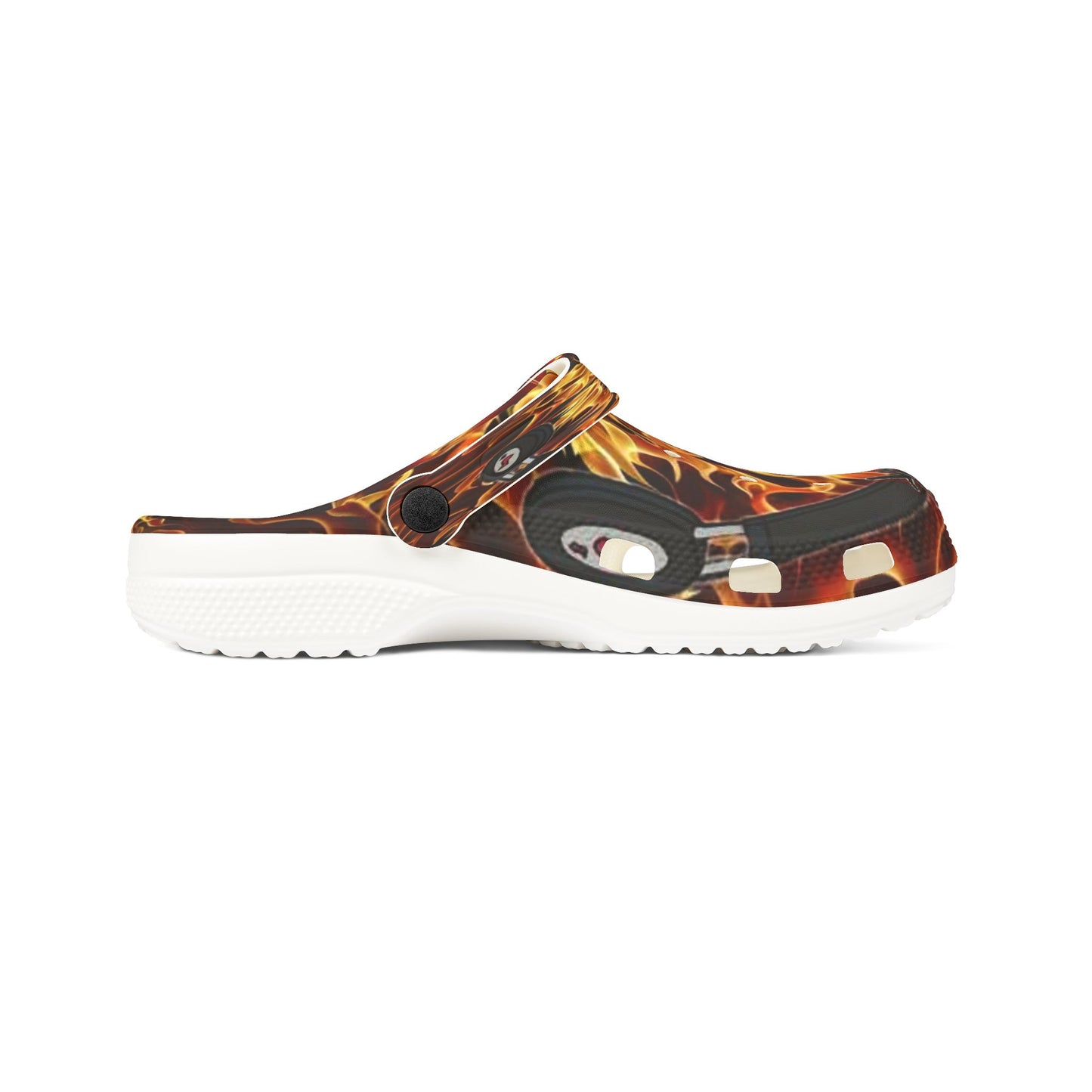 Fire-Themed EVA Foam Rubber Shoes, Summer Clogs, Beach Footwear, Unique Gift for Fashion Lovers, Casual Outdoor Style