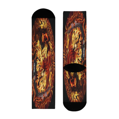 Flaming Dragon Crew Socks - Unique Art for Fans, Cozy Fashion, Gift for Her, Birthday Present, Vibrant Printed Socks