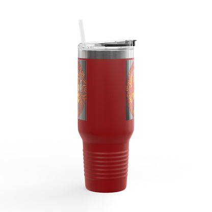Insulated Travel Mug with Fiery Dragon Design | Hot Coffee, Cold Drinks, Gift for Friends, Road Trips, Office, Camping, Halloween