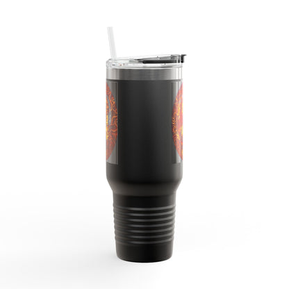 Insulated Travel Mug with Fiery Dragon Design | Hot Coffee, Cold Drinks, Gift for Friends, Road Trips, Office, Camping, Halloween