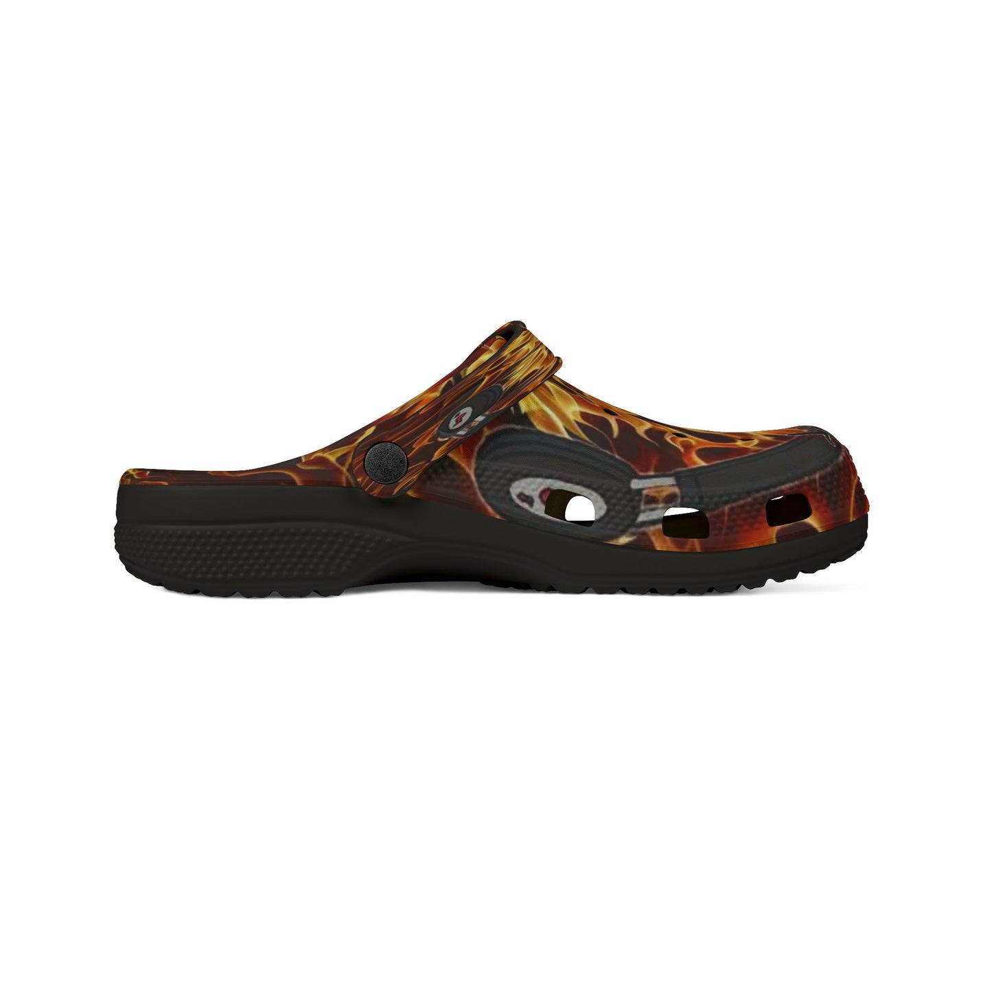 Fire-Themed EVA Foam Rubber Shoes, Summer Clogs, Beach Footwear, Unique Gift for Fashion Lovers, Casual Outdoor Style