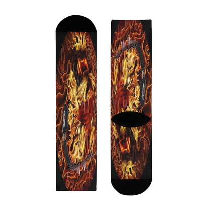 Flaming Dragon Crew Socks - Unique Art for Fans, Cozy Fashion, Gift for Her, Birthday Present, Vibrant Printed Socks