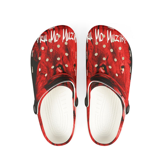 Bold Red Animal Print Clogs - Lightweight EVA Foam Shoes