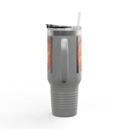 Insulated Travel Mug with Fiery Dragon Design | Hot Coffee, Cold Drinks, Gift for Friends, Road Trips, Office, Camping, Halloween
