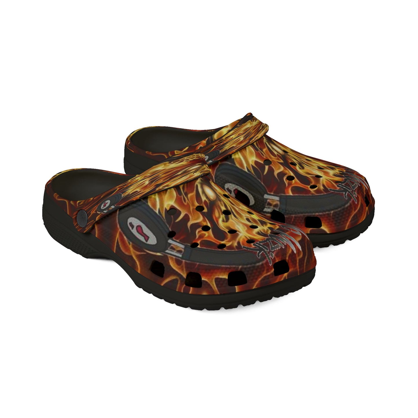 Fire-Themed EVA Foam Rubber Shoes, Summer Clogs, Beach Footwear, Unique Gift for Fashion Lovers, Casual Outdoor Style