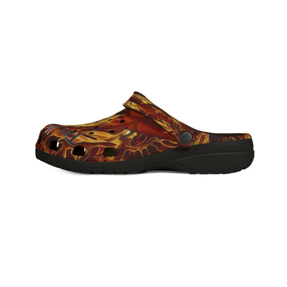 Fire-Themed EVA Foam Rubber Shoes, Summer Clogs, Beach Footwear, Unique Gift for Fashion Lovers, Casual Outdoor Style