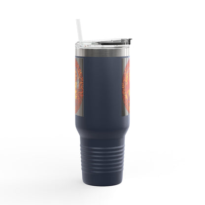 Insulated Travel Mug with Fiery Dragon Design | Hot Coffee, Cold Drinks, Gift for Friends, Road Trips, Office, Camping, Halloween