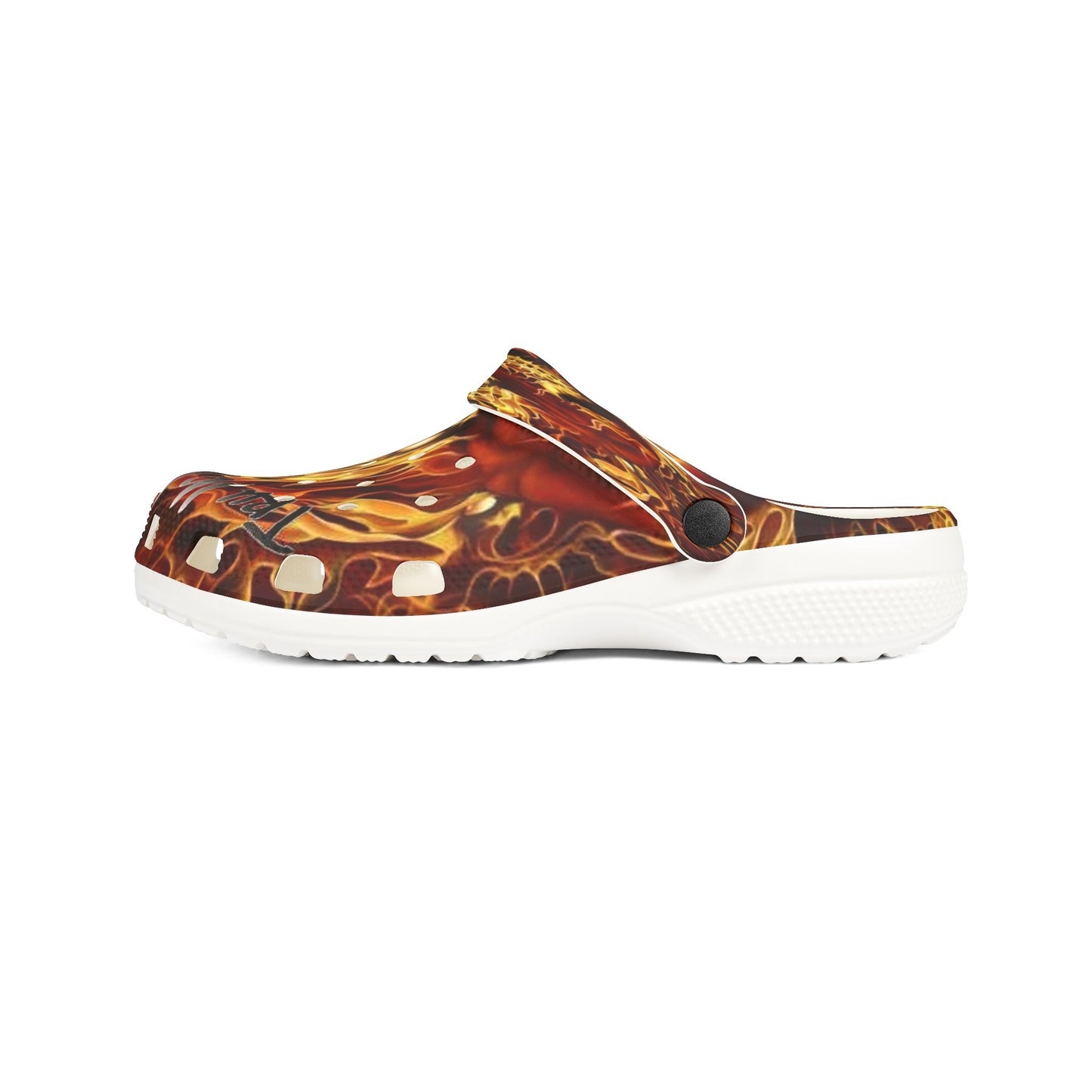 Fire-Themed EVA Foam Rubber Shoes, Summer Clogs, Beach Footwear, Unique Gift for Fashion Lovers, Casual Outdoor Style
