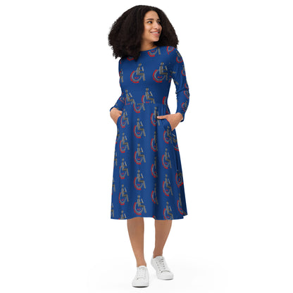 SO TRU MC All-over print long sleeve midi dress