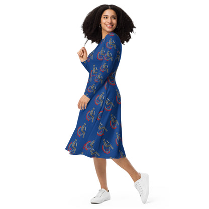 SO TRU MC All-over print long sleeve midi dress