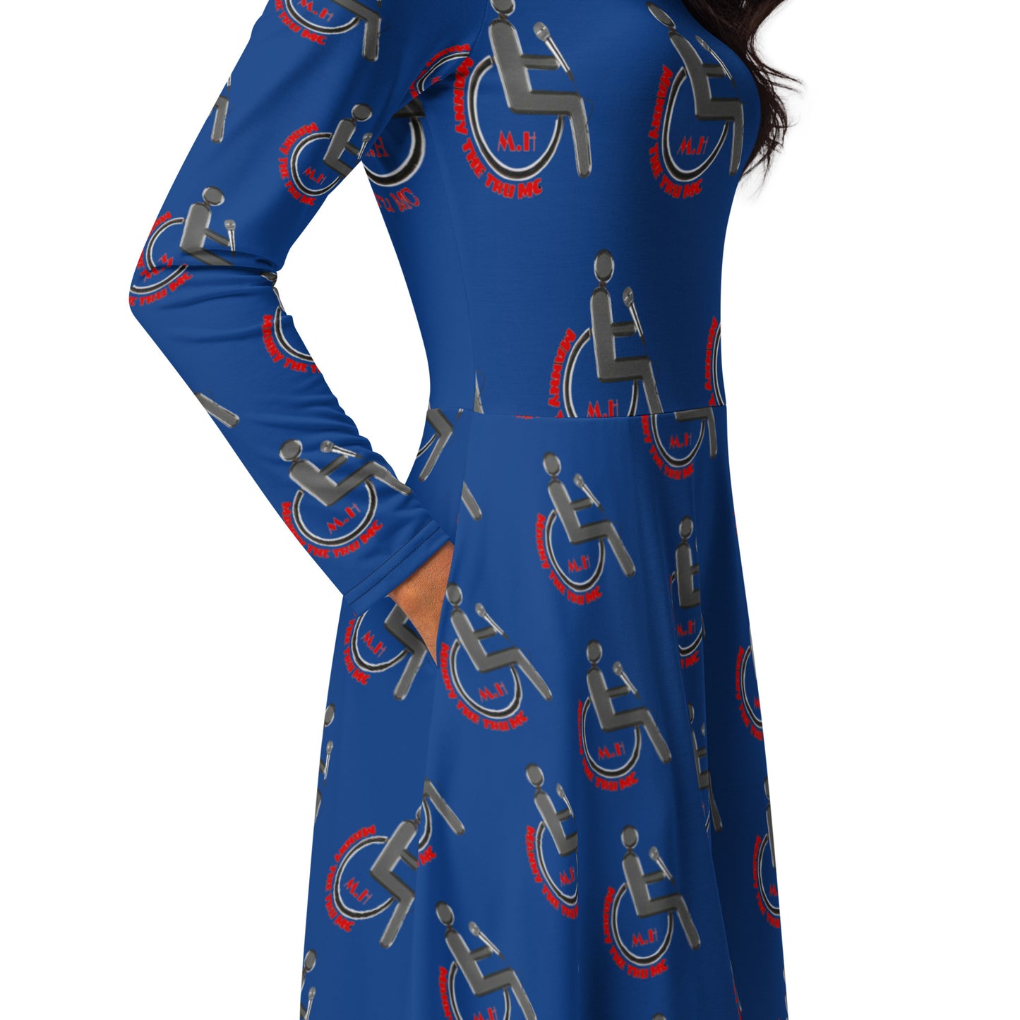SO TRU MC All-over print long sleeve midi dress