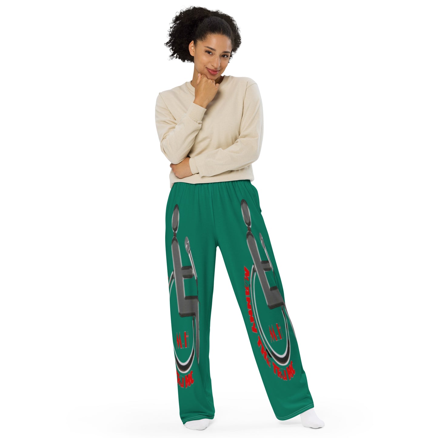 THE TRU MC MONEY GREEN All-over print unisex wide-leg pants