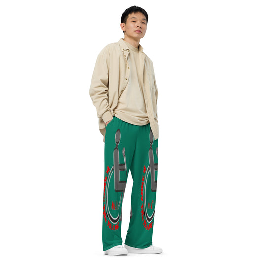 THE TRU MC MONEY GREEN All-over print unisex wide-leg pants