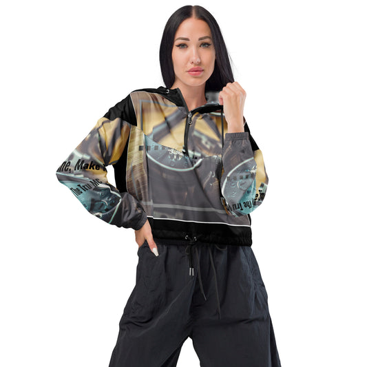Don't waste time make time Women’s cropped windbreaker