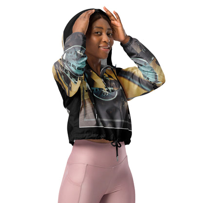 Don't waste time make time Women’s cropped windbreaker