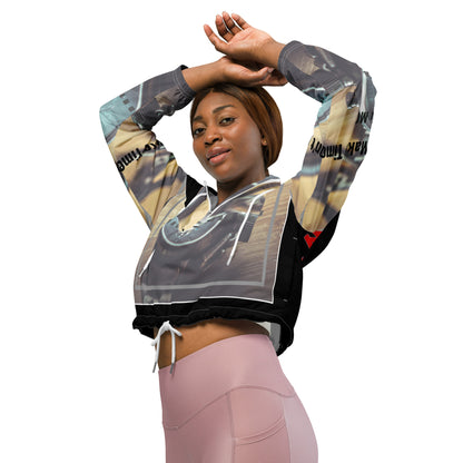 Don't waste time make time Women’s cropped windbreaker