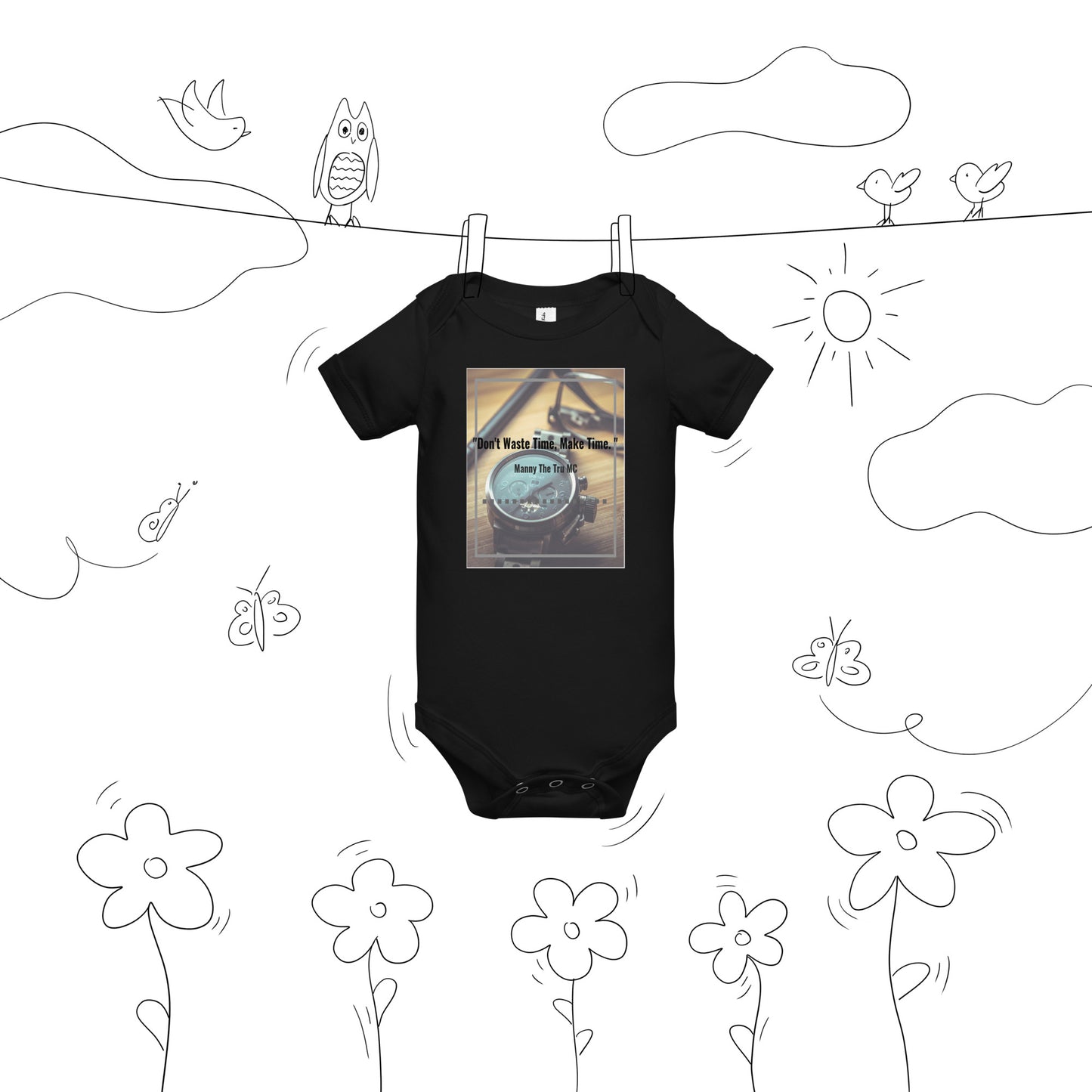 Don't waste time make time Baby short sleeve one piece