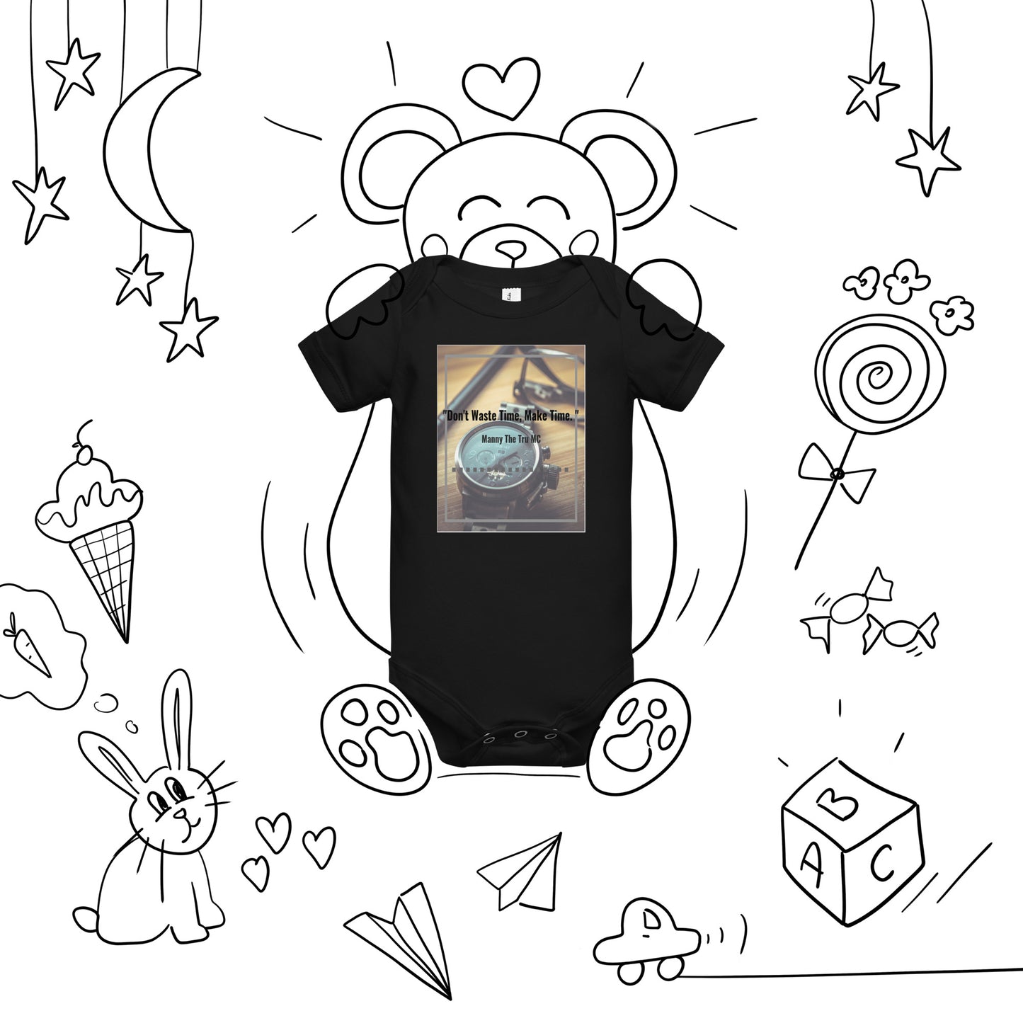 Don't waste time make time Baby short sleeve one piece