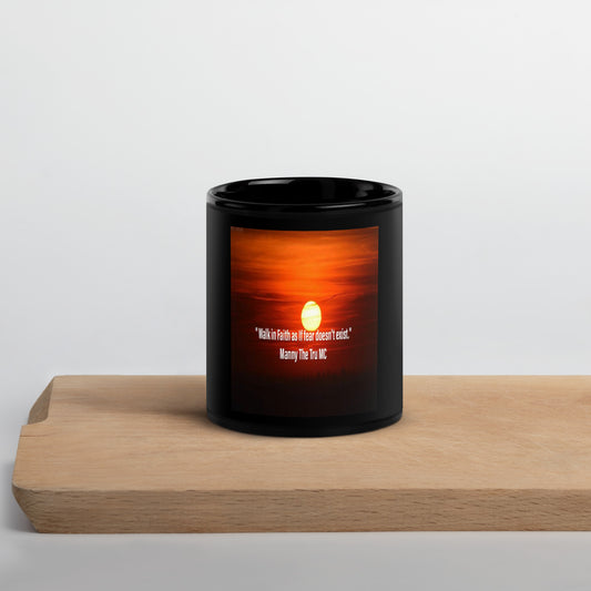 walk in faith Black Glossy Mug