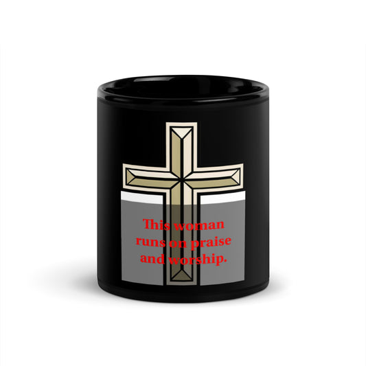 This woman prays Black Glossy Mug