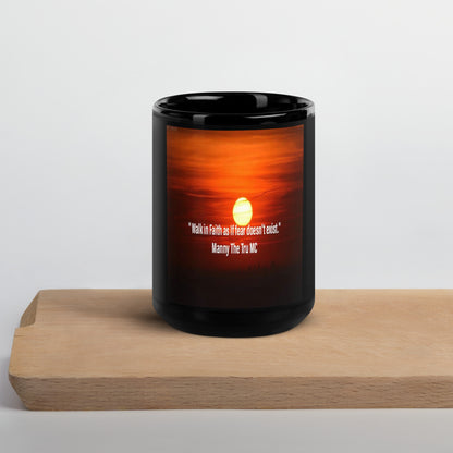 walk in faith Black Glossy Mug