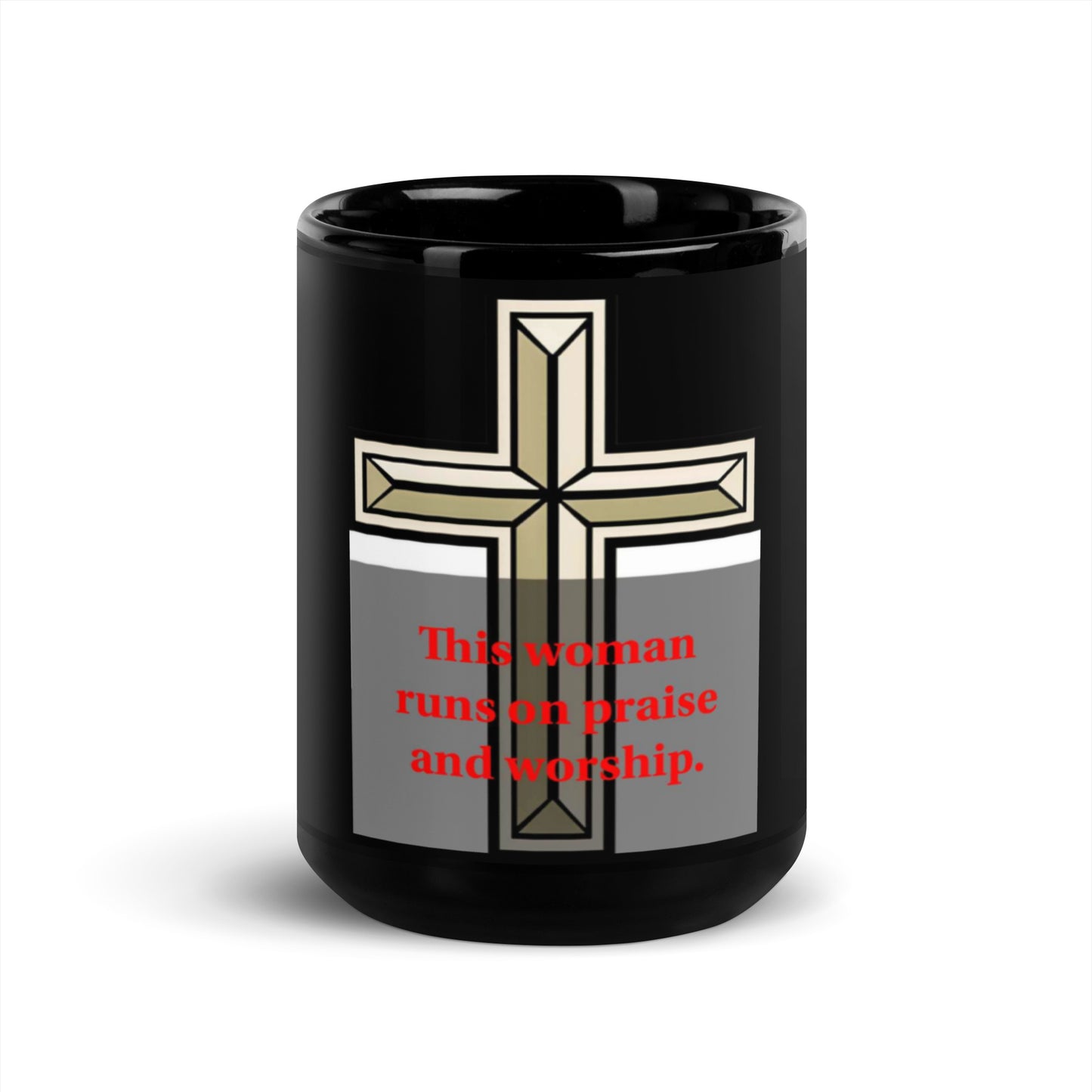This woman prays Black Glossy Mug