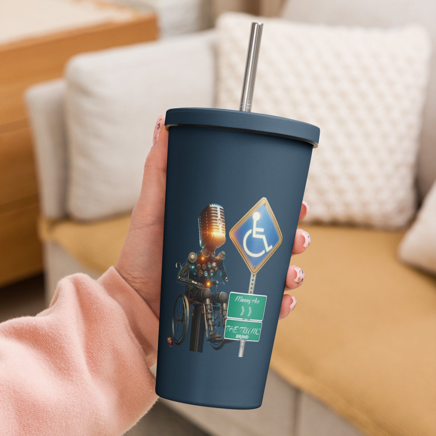 THE TRU MC BRAND Insulated tumbler with a straw