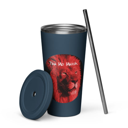 TRU MC MUZIK  Insulated tumbler with a straw