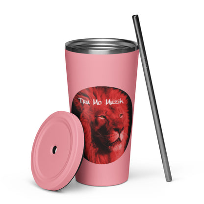TRU MC MUZIK  Insulated tumbler with a straw