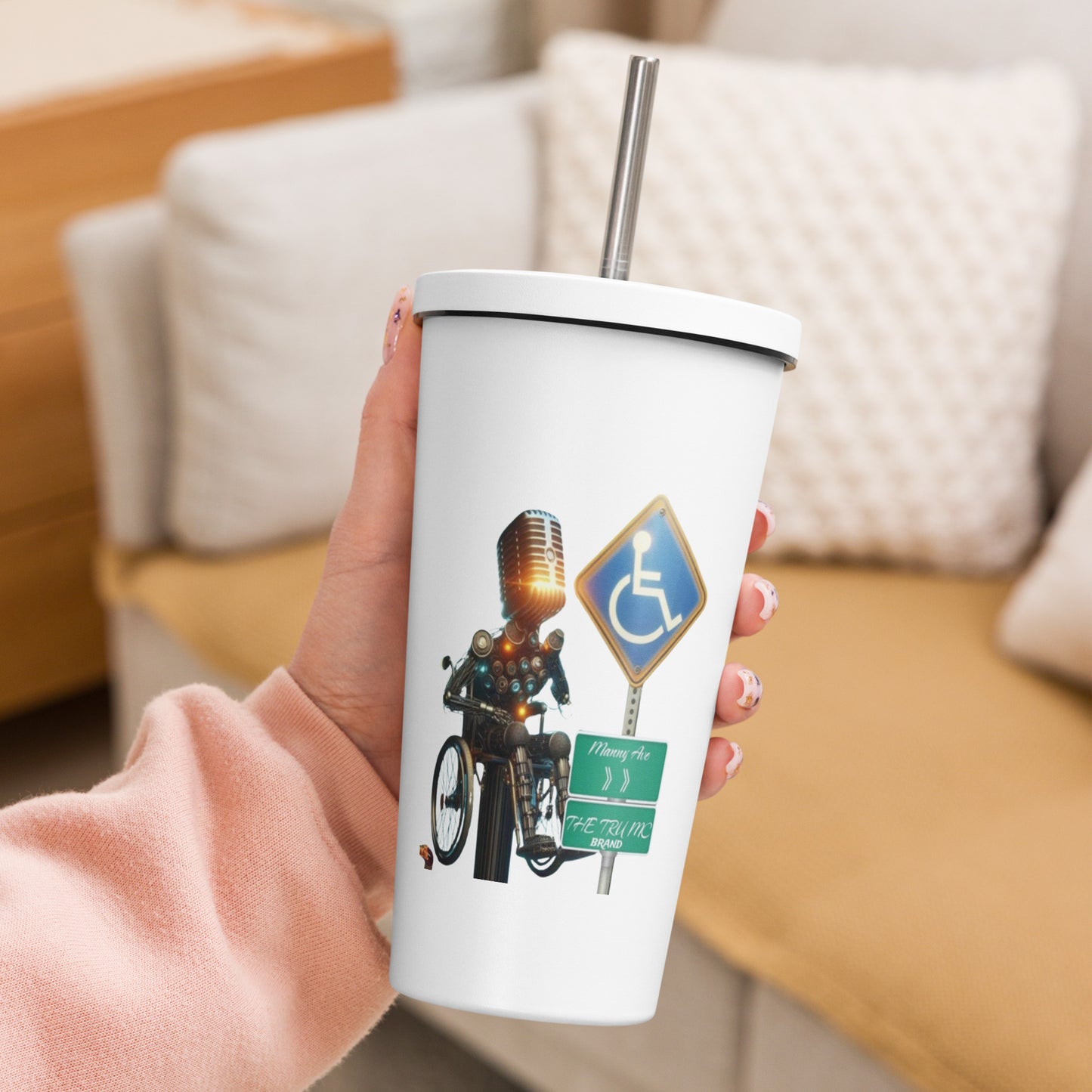 THE TRU MC BRAND Insulated tumbler with a straw